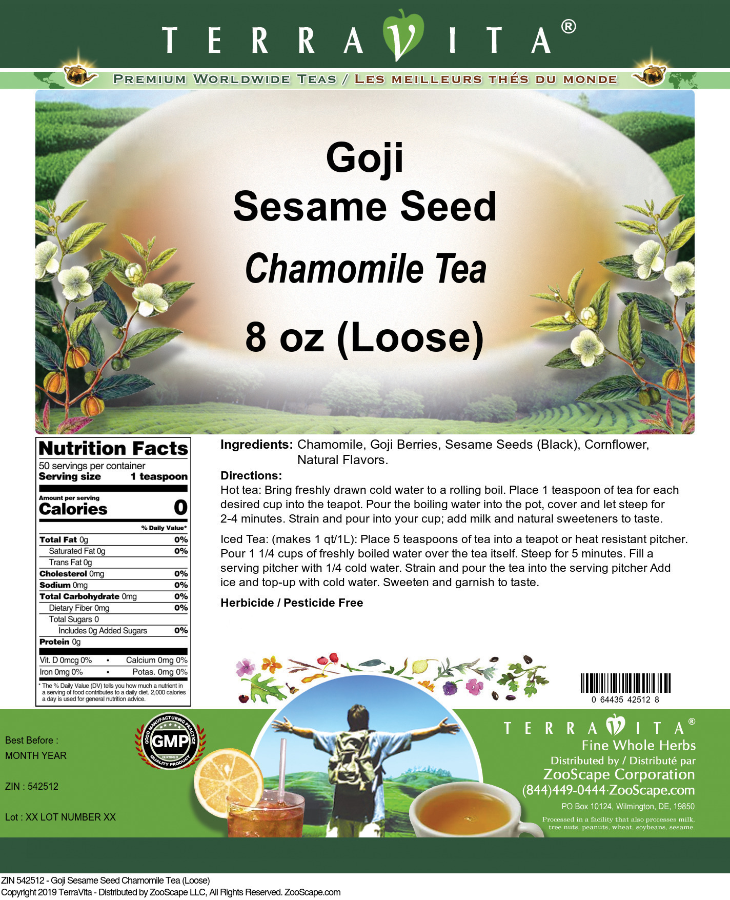 Goji Sesame Seed Chamomile Tea (Loose) - Label