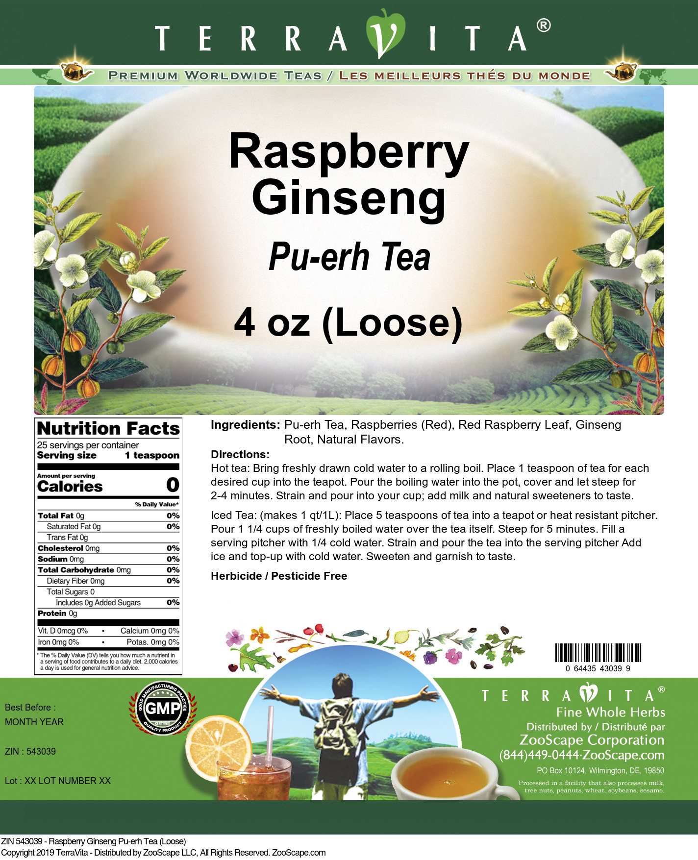 Raspberry Ginseng Pu-erh Tea (Loose) - Label