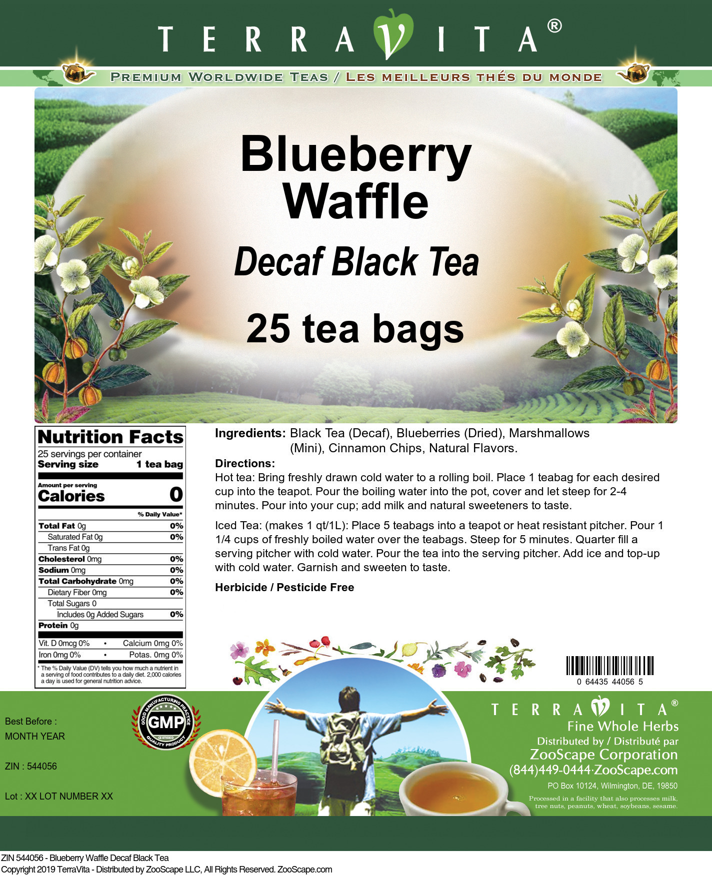 Blueberry Waffle Decaf Black Tea - Label