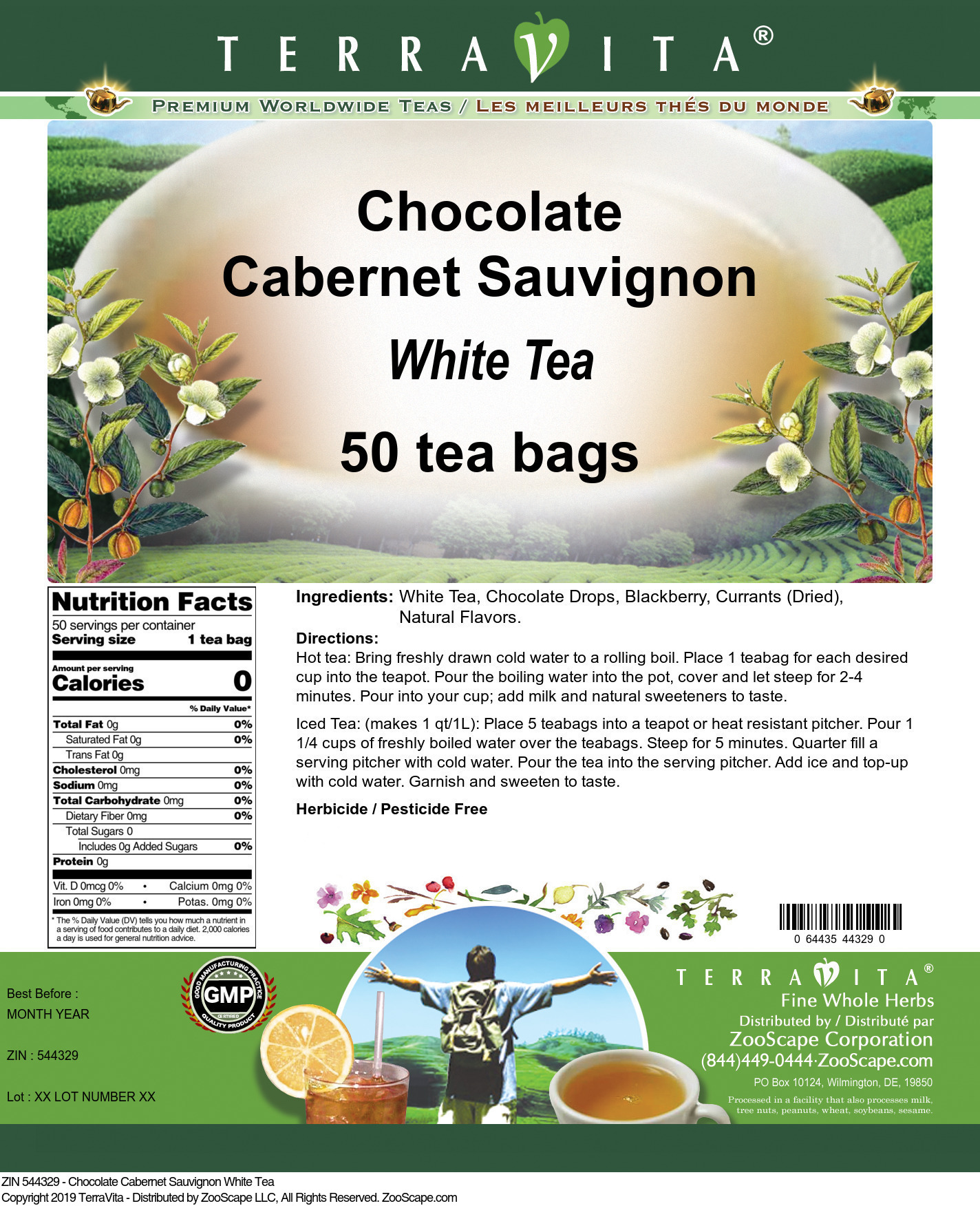 Chocolate Cabernet Sauvignon White Tea - Label
