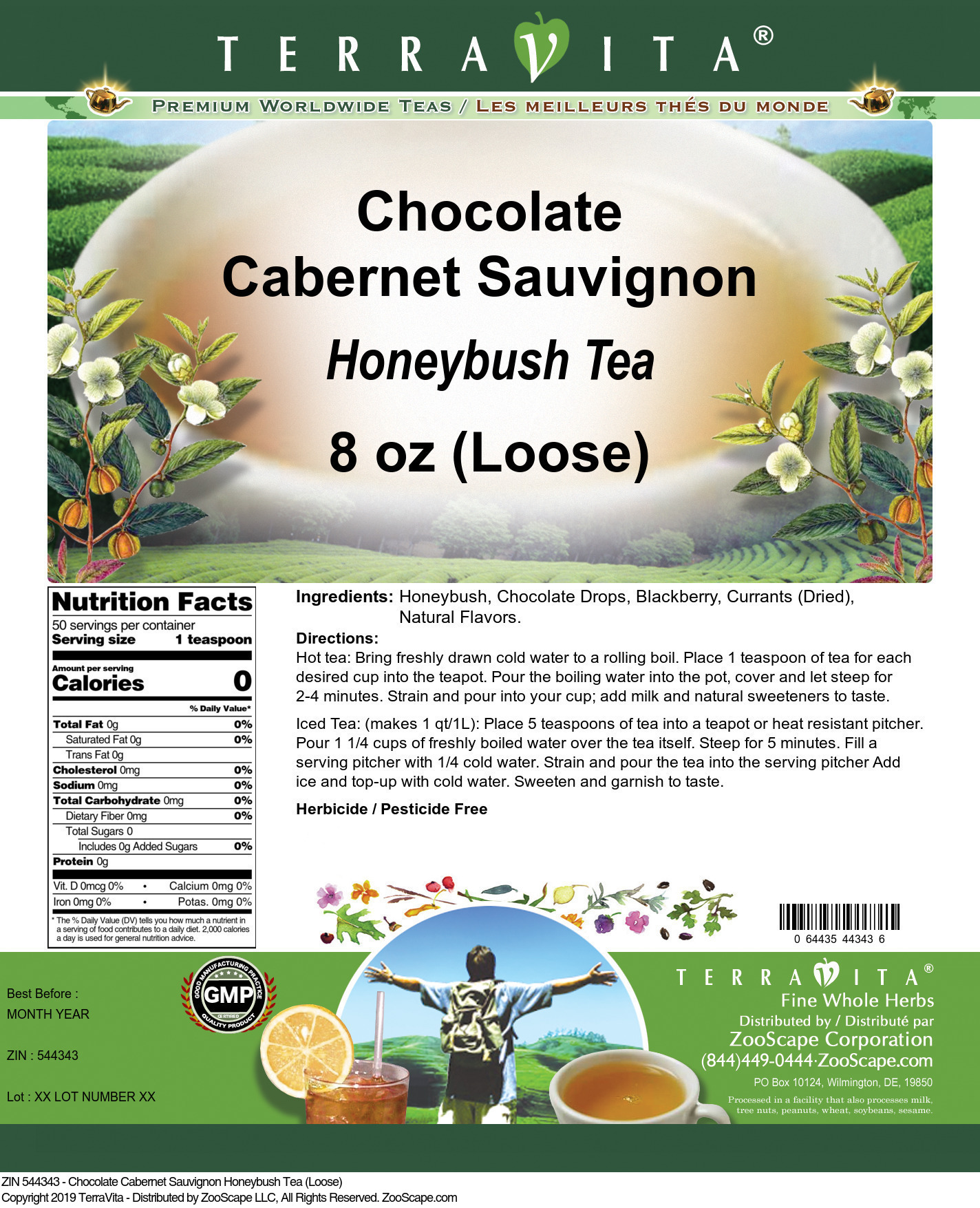 Chocolate Cabernet Sauvignon Honeybush Tea (Loose) - Label