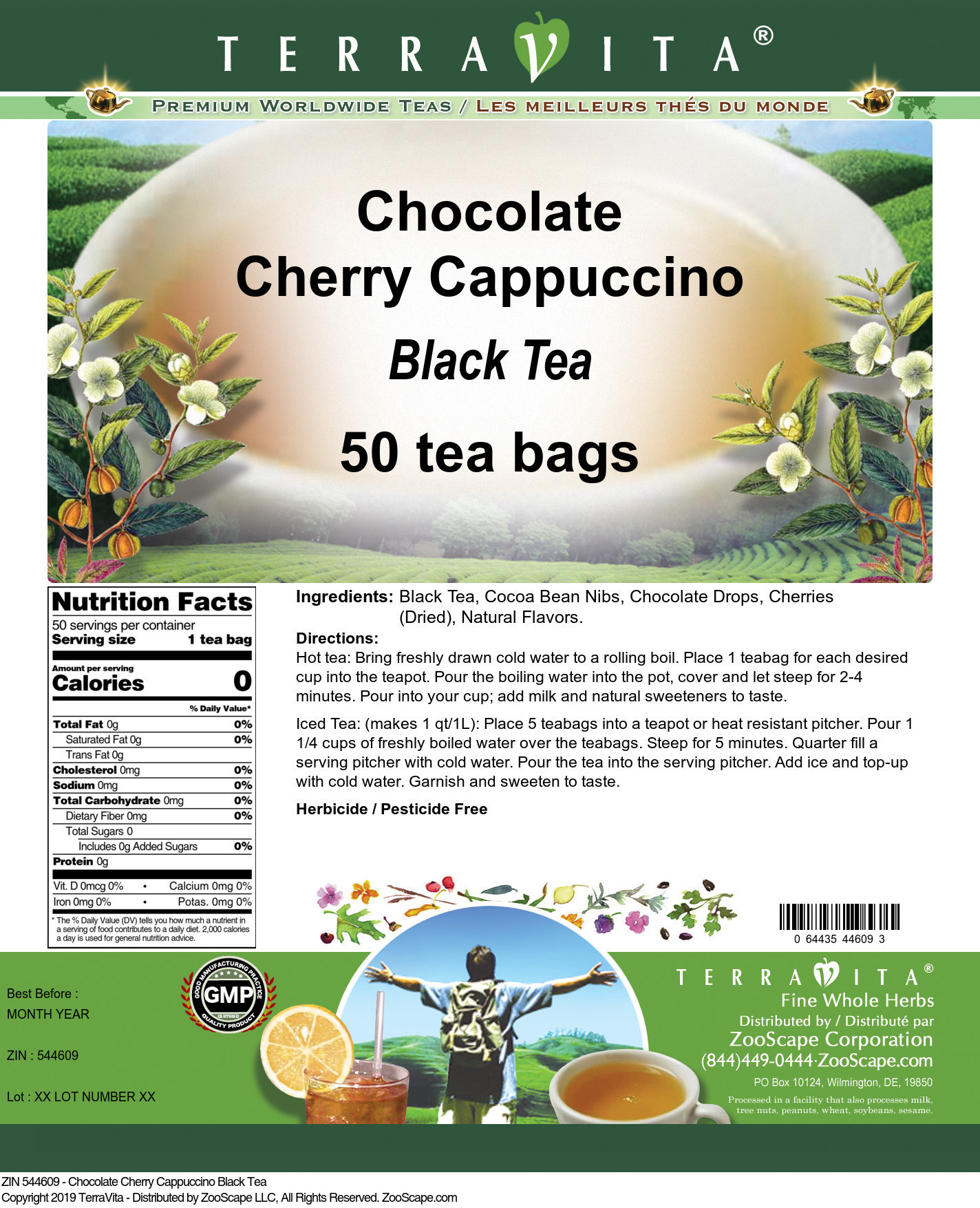 Chocolate Cherry Cappuccino Black Tea - Label