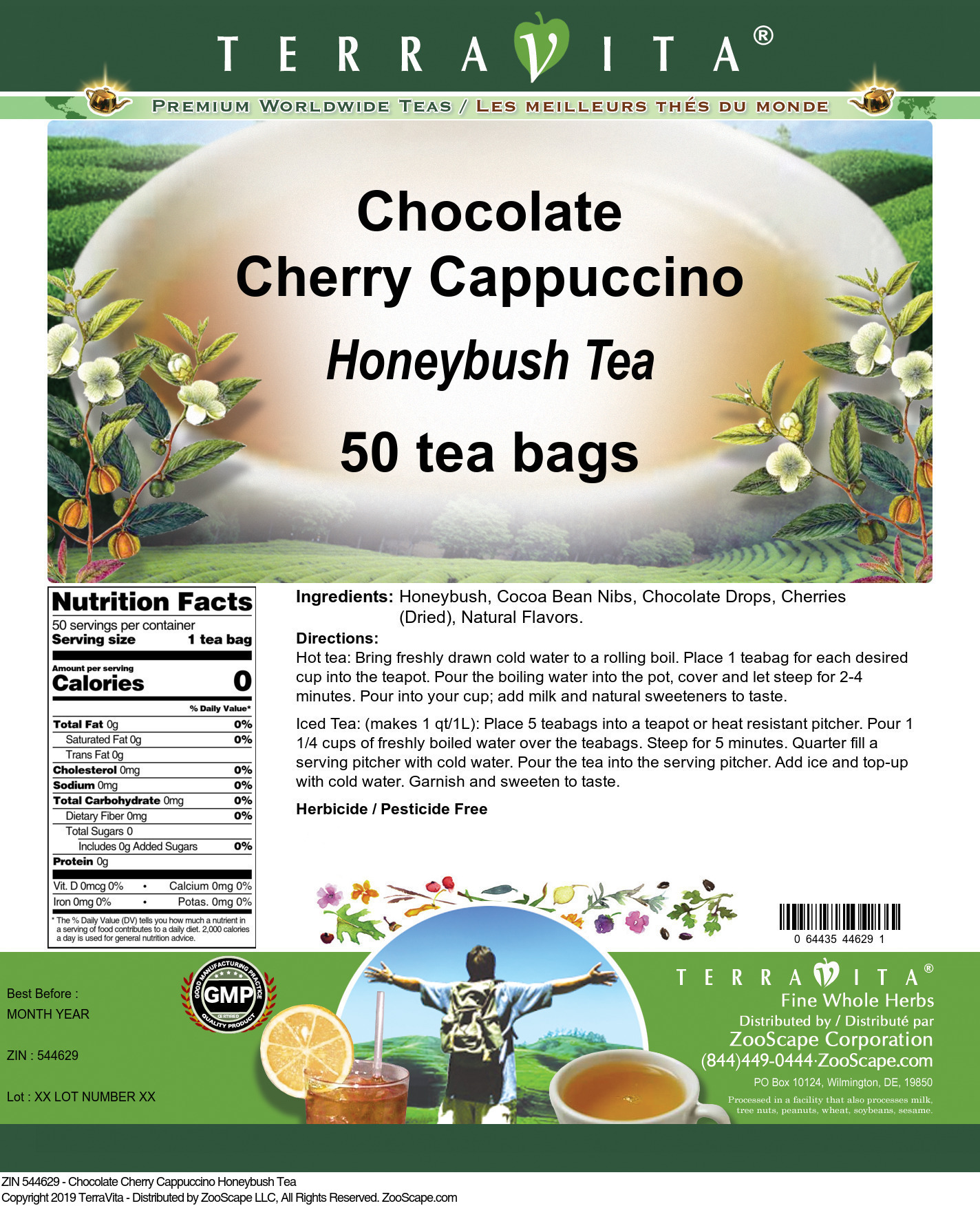 Chocolate Cherry Cappuccino Honeybush Tea - Label