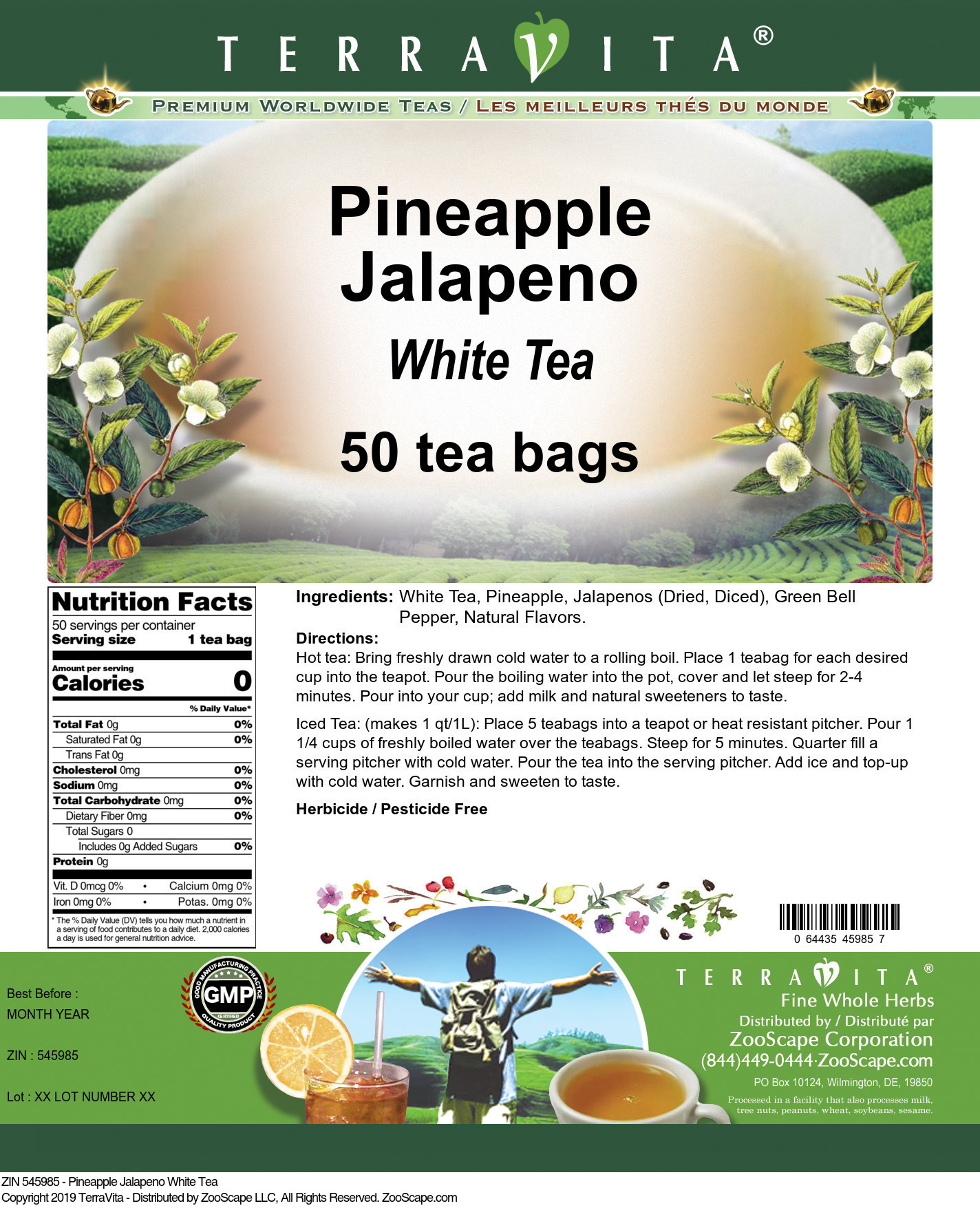 Pineapple Jalapeno White Tea - Label
