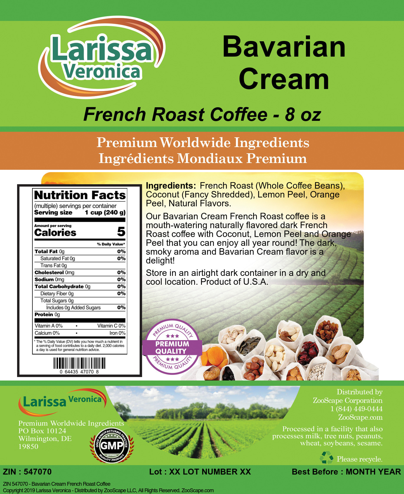 Bavarian Cream French Roast Coffee - Label