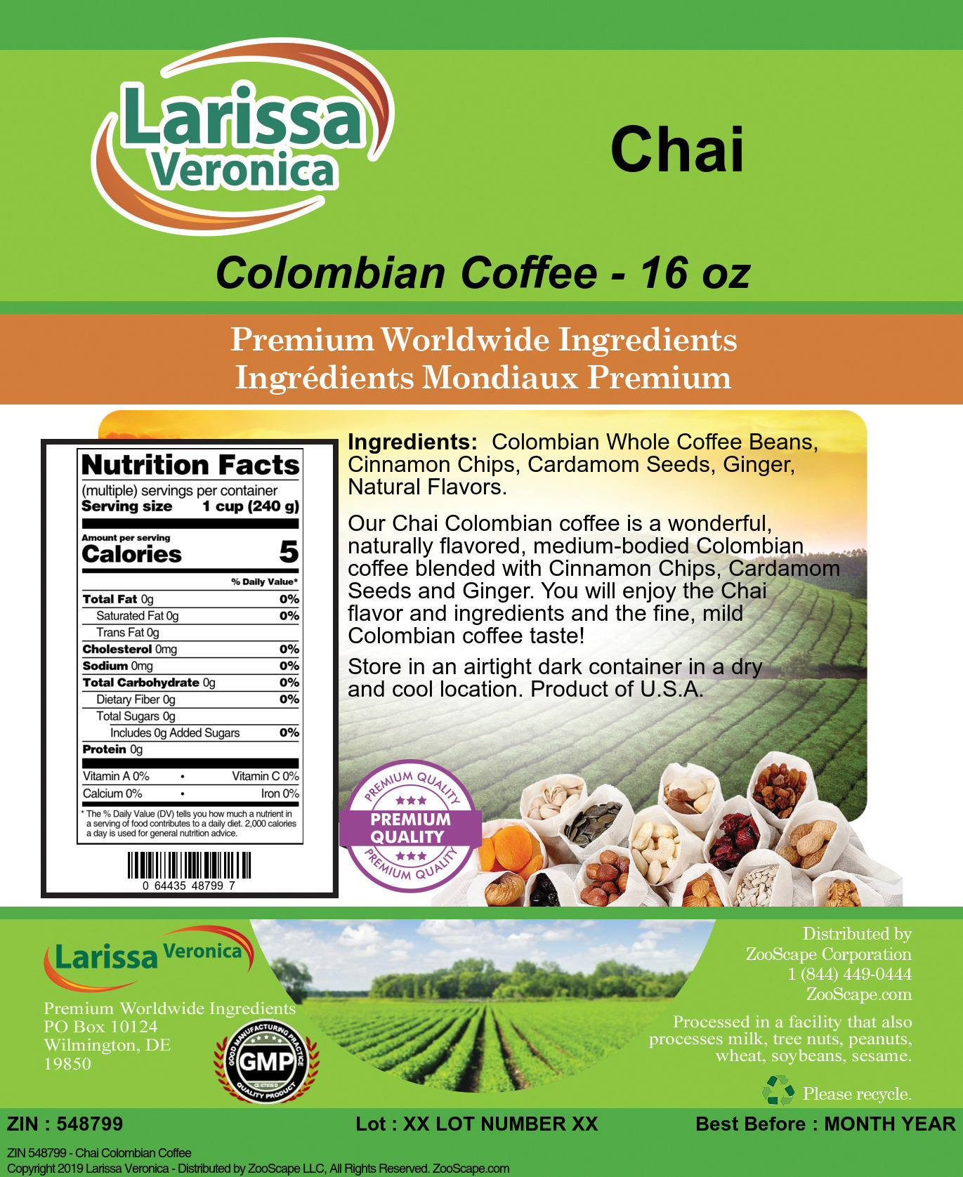 Chai Colombian Coffee - Label