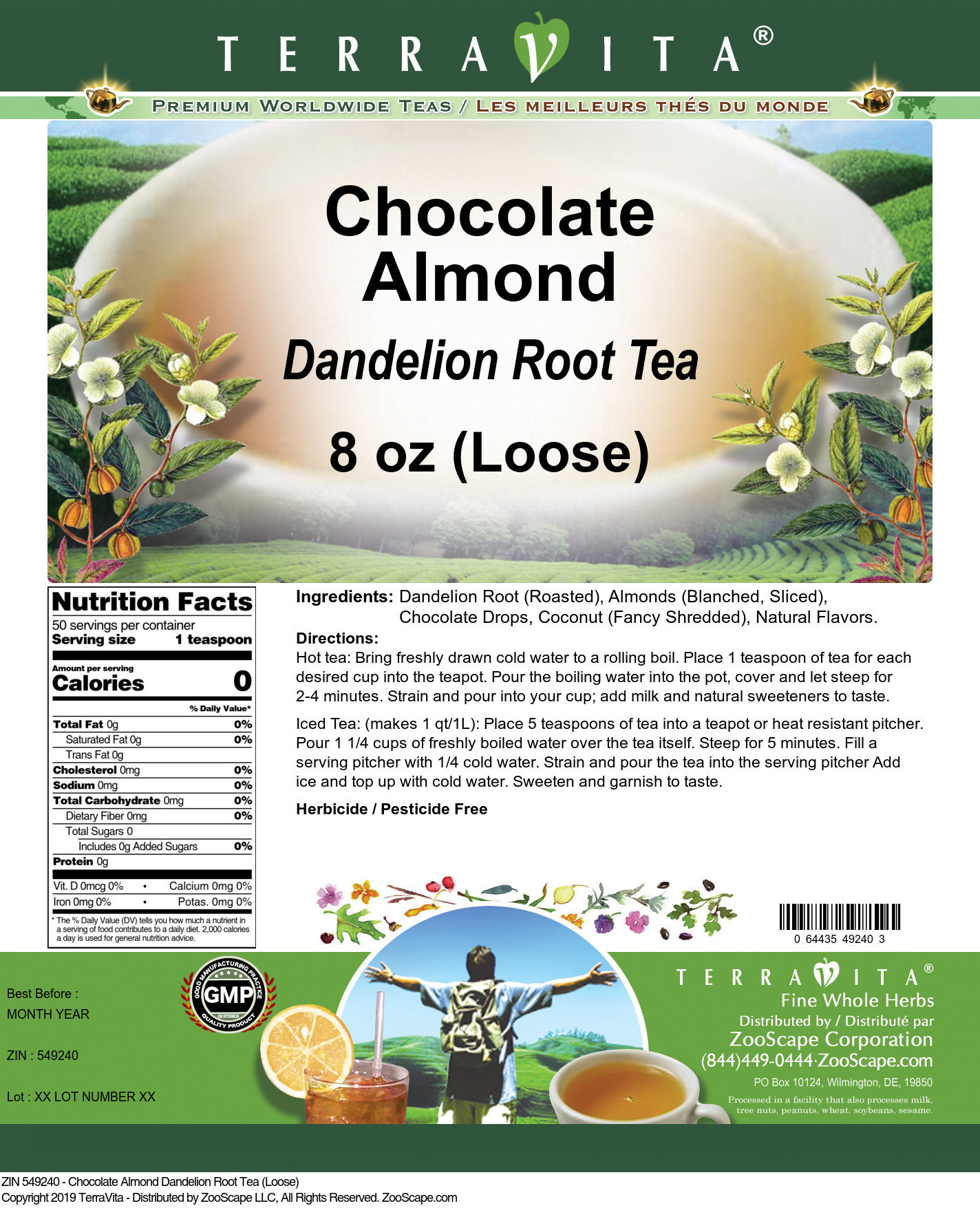 Chocolate Almond Dandelion Root Tea (Loose) - Label