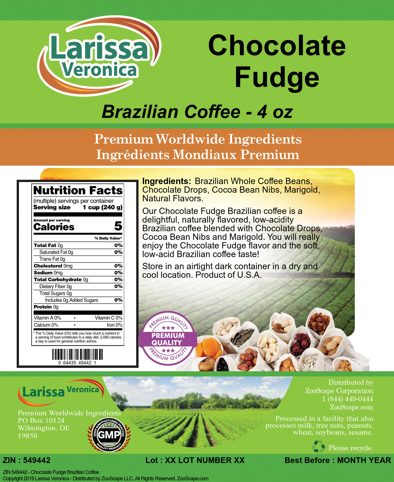 Chocolate Fudge Brazilian Coffee - Label