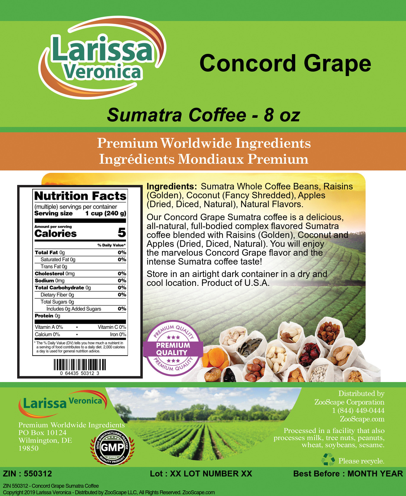 Concord Grape Sumatra Coffee - Label