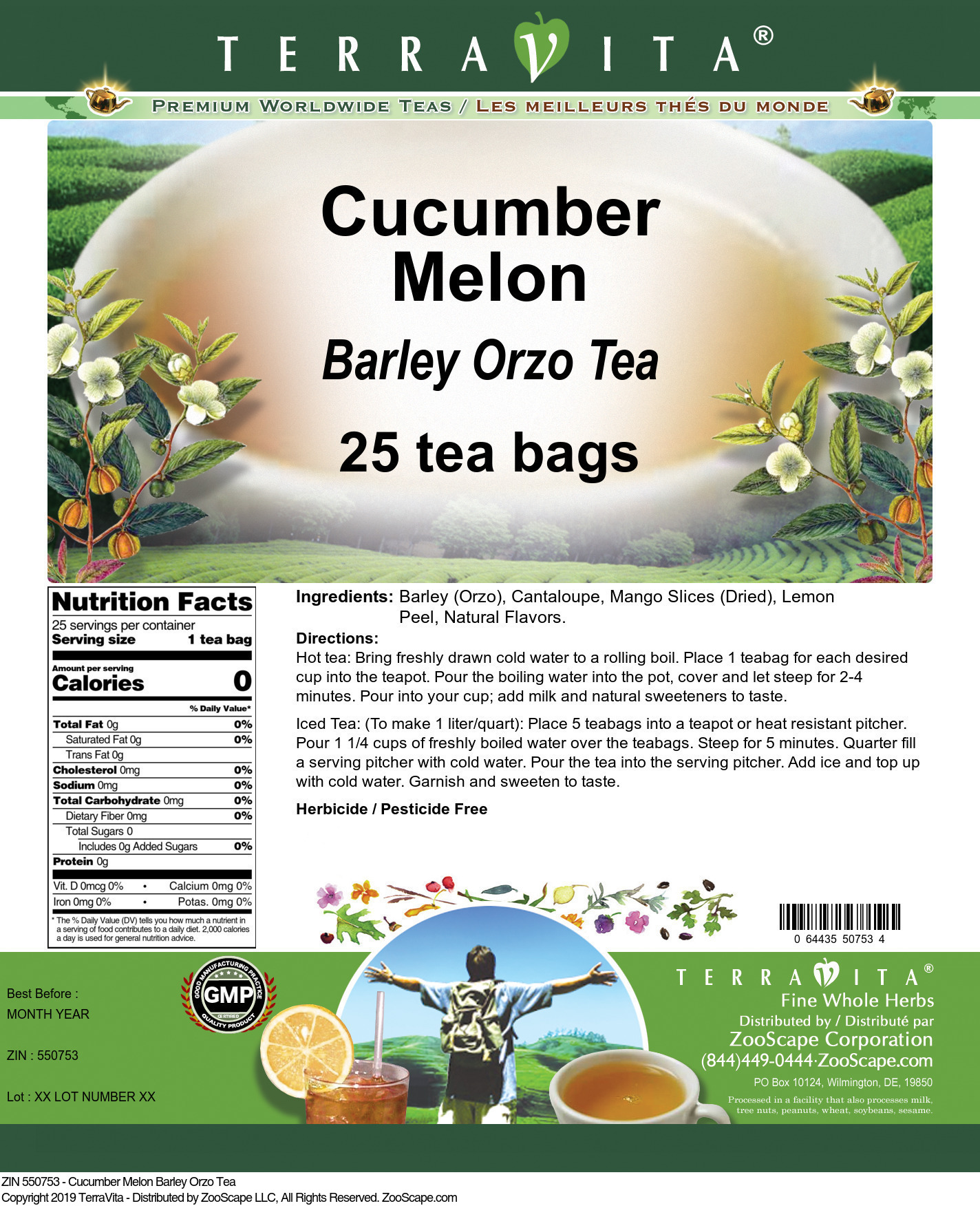 Cucumber Melon Barley Orzo Tea - Label