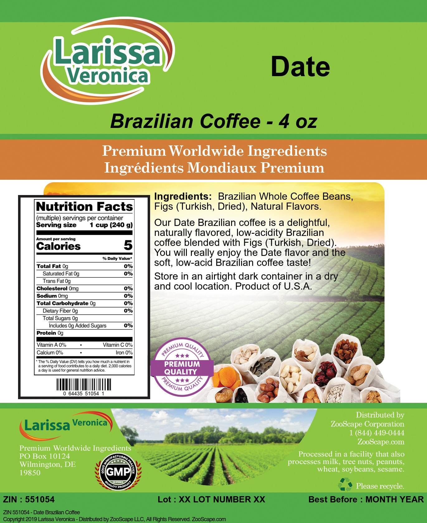 Date Brazilian Coffee - Label