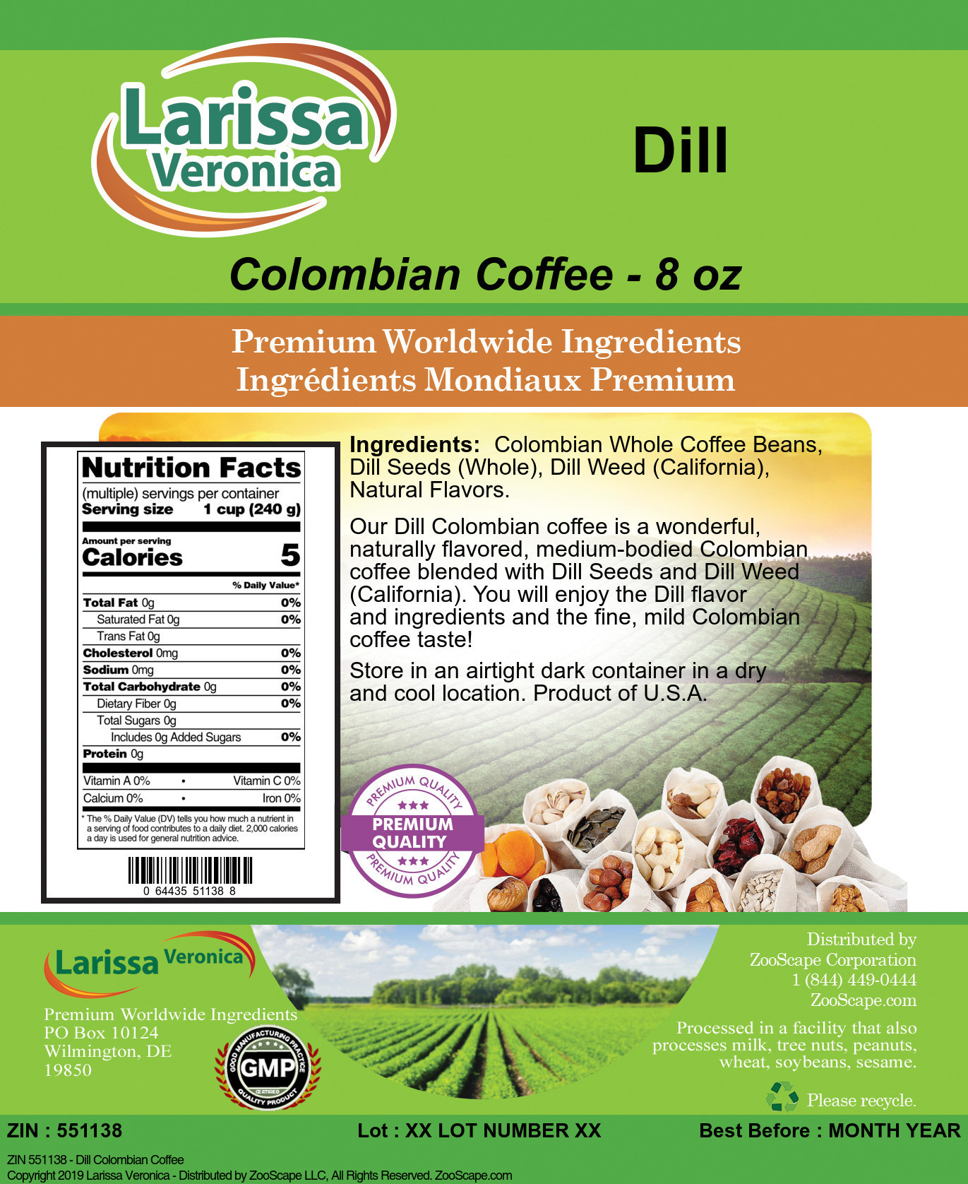 Dill Colombian Coffee - Label