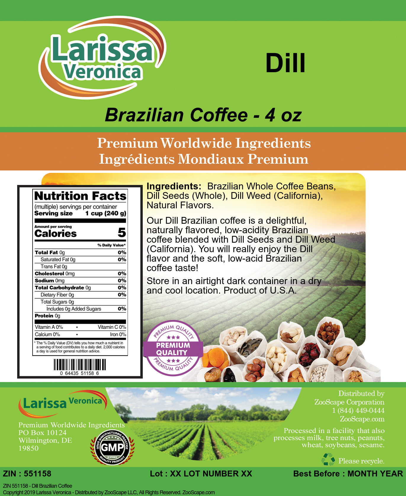Dill Brazilian Coffee - Label