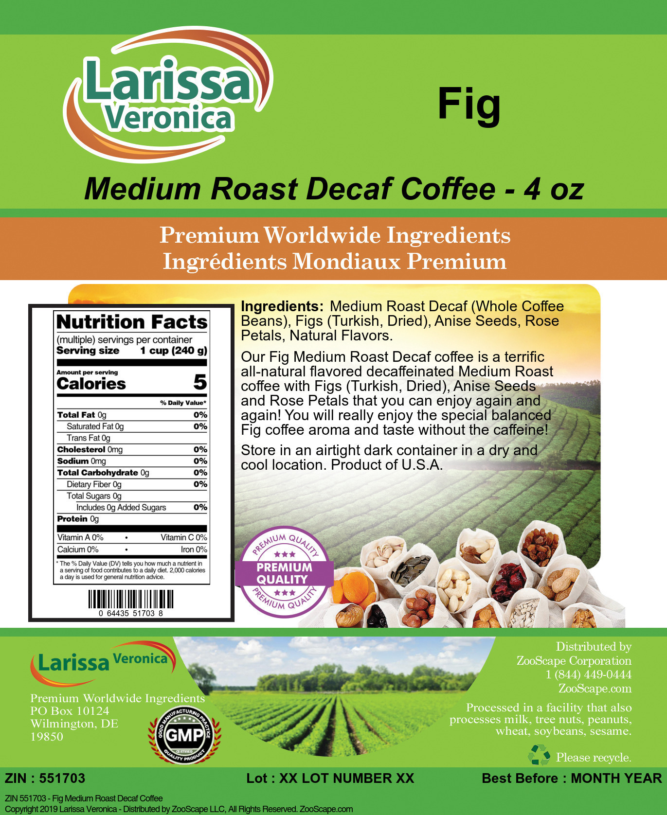 Fig Medium Roast Decaf Coffee - Label