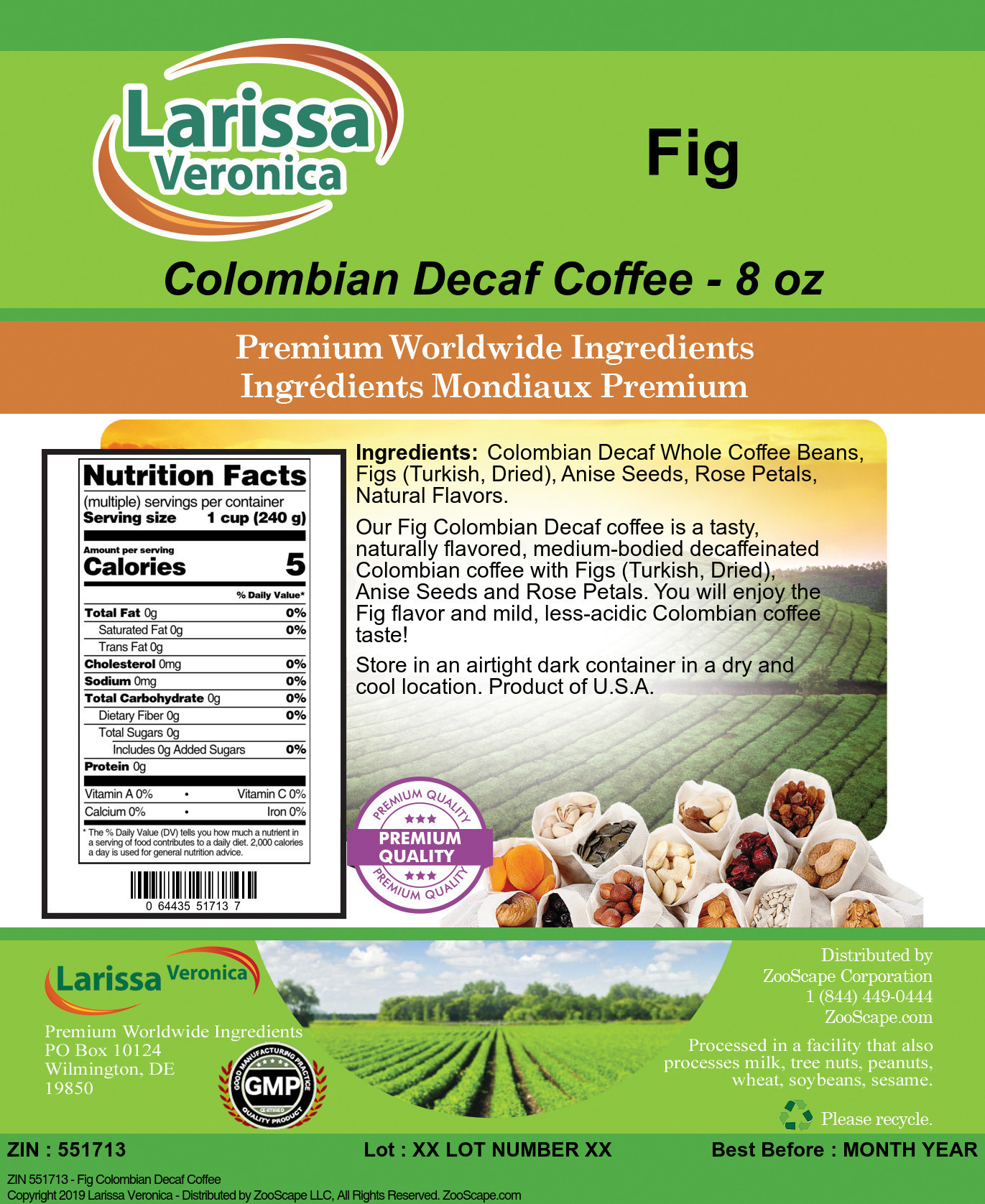 Fig Colombian Decaf Coffee - Label