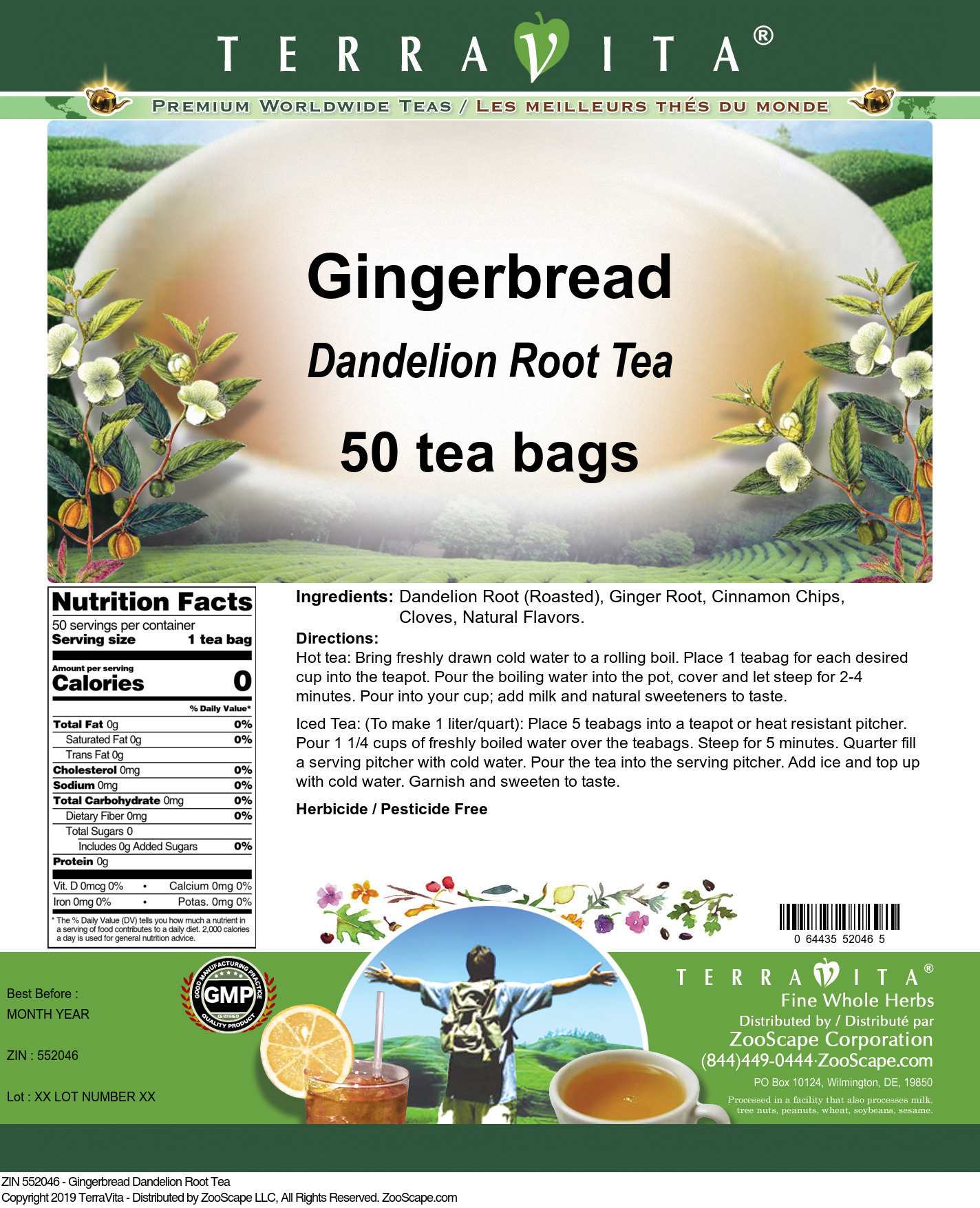 Gingerbread Dandelion Root Tea - Label