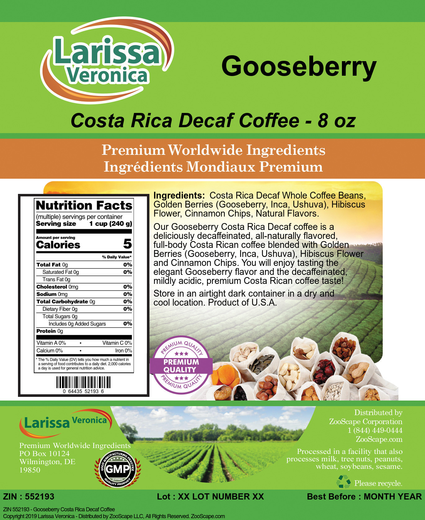 Gooseberry Costa Rica Decaf Coffee - Label