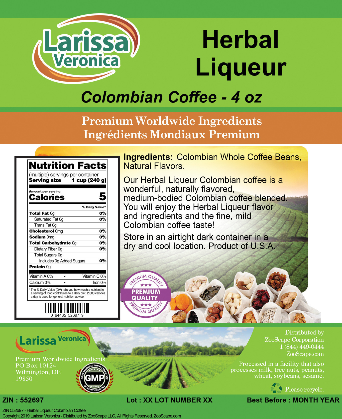 Herbal Liqueur Colombian Coffee - Label