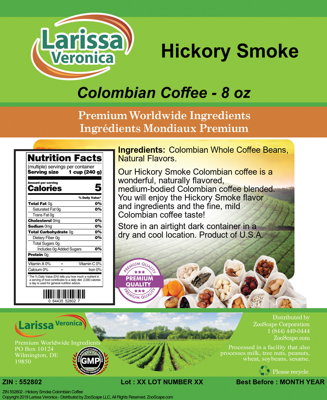 Hickory Smoke Colombian Coffee - Label