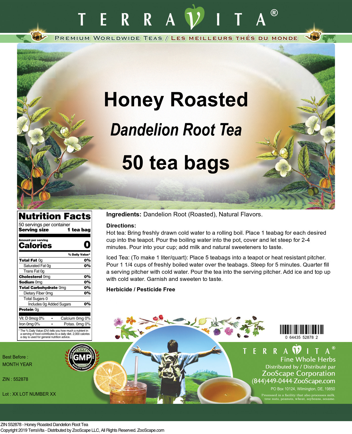 Honey Roasted Dandelion Root Tea - Label