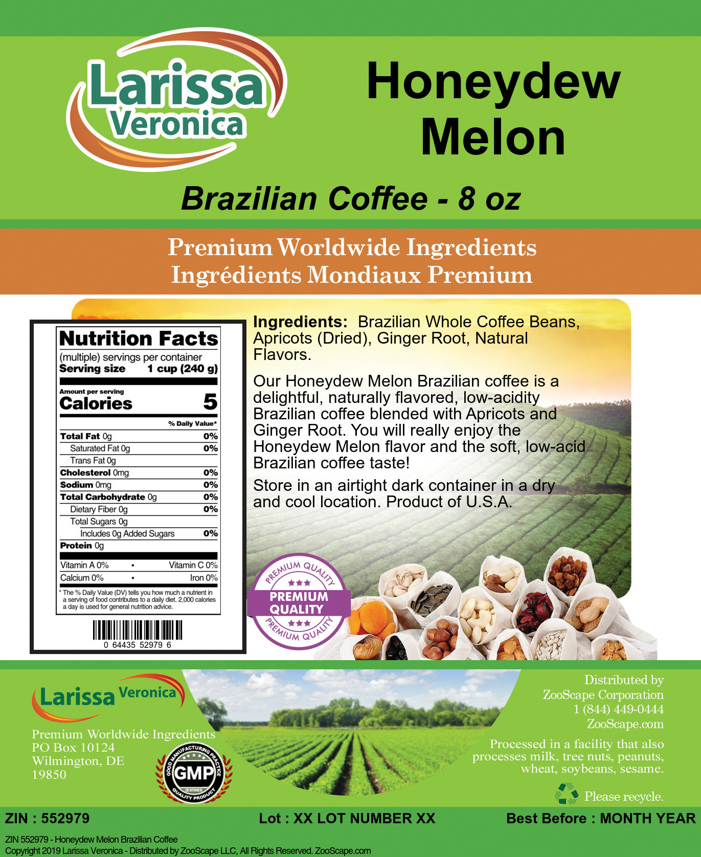 Honeydew Melon Brazilian Coffee - Label
