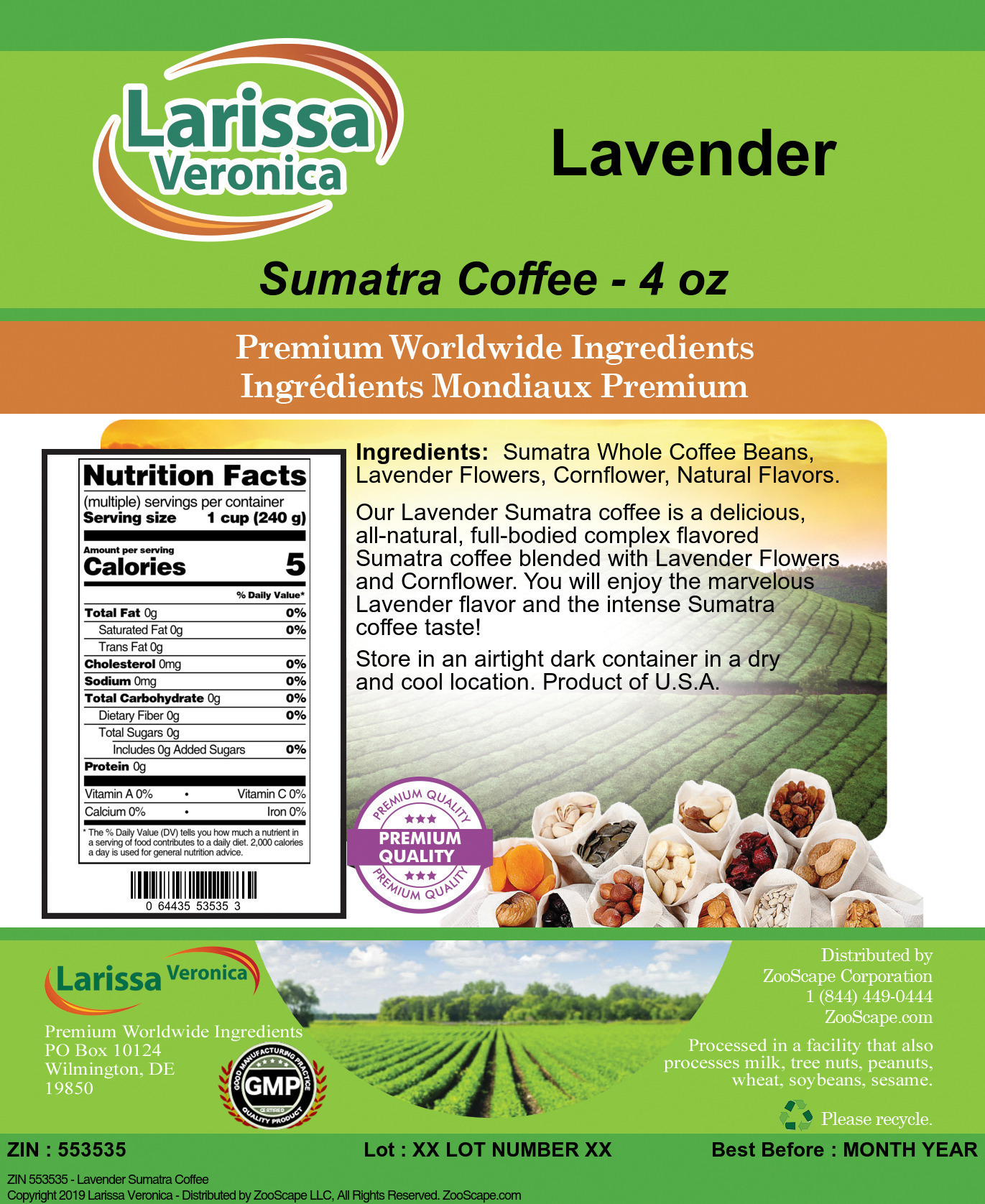 Lavender Sumatra Coffee - Label