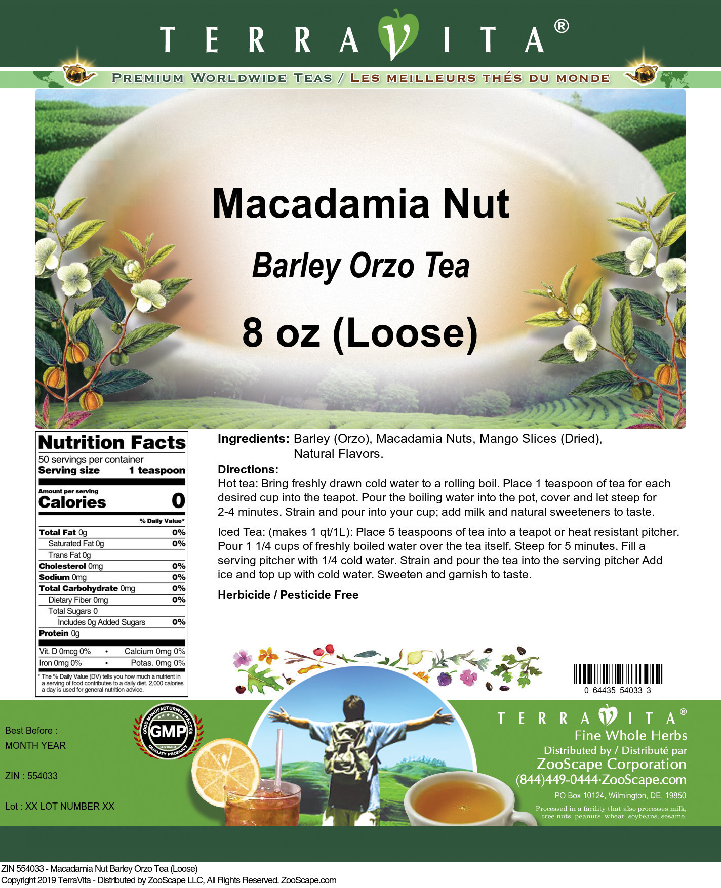 Macadamia Nut Barley Orzo Tea (Loose) - Label