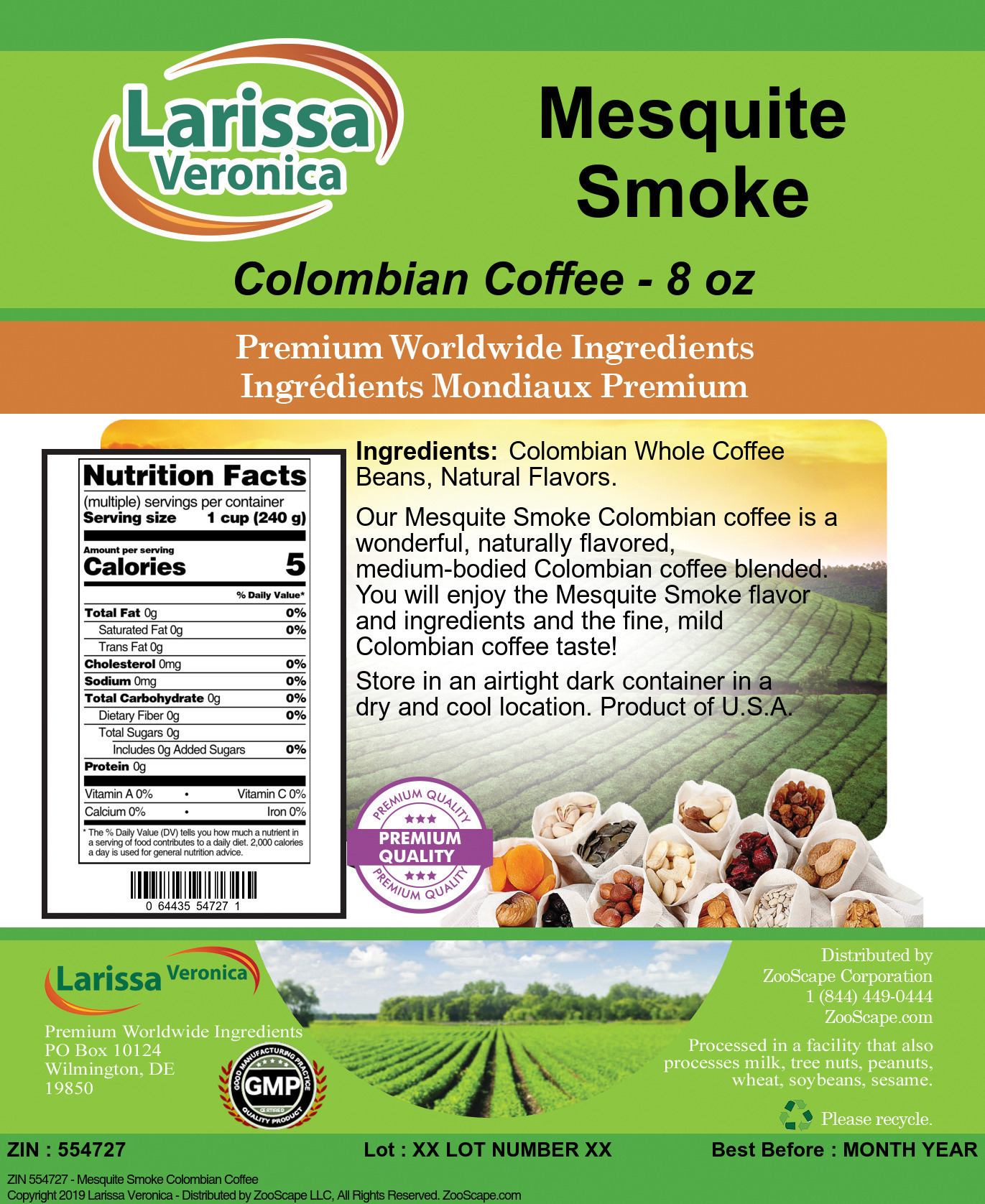 Mesquite Smoke Colombian Coffee - Label
