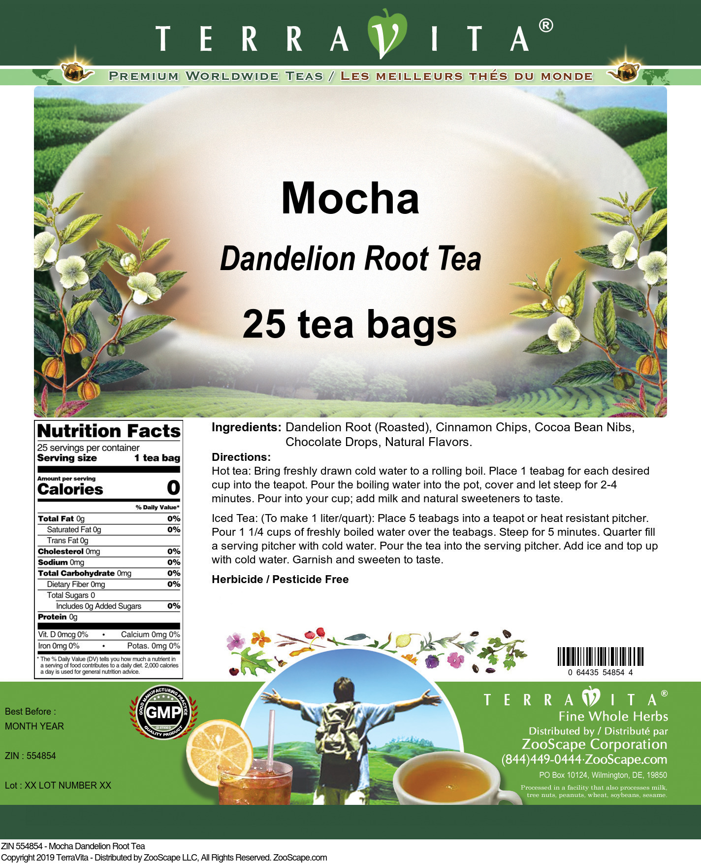 Mocha Dandelion Root Tea - Label