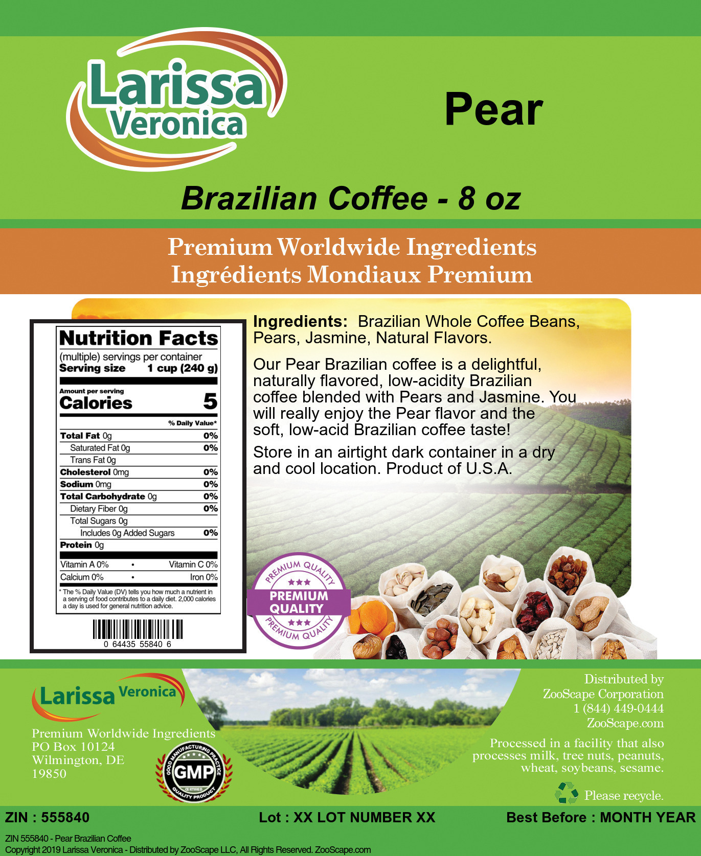 Pear Brazilian Coffee - Label