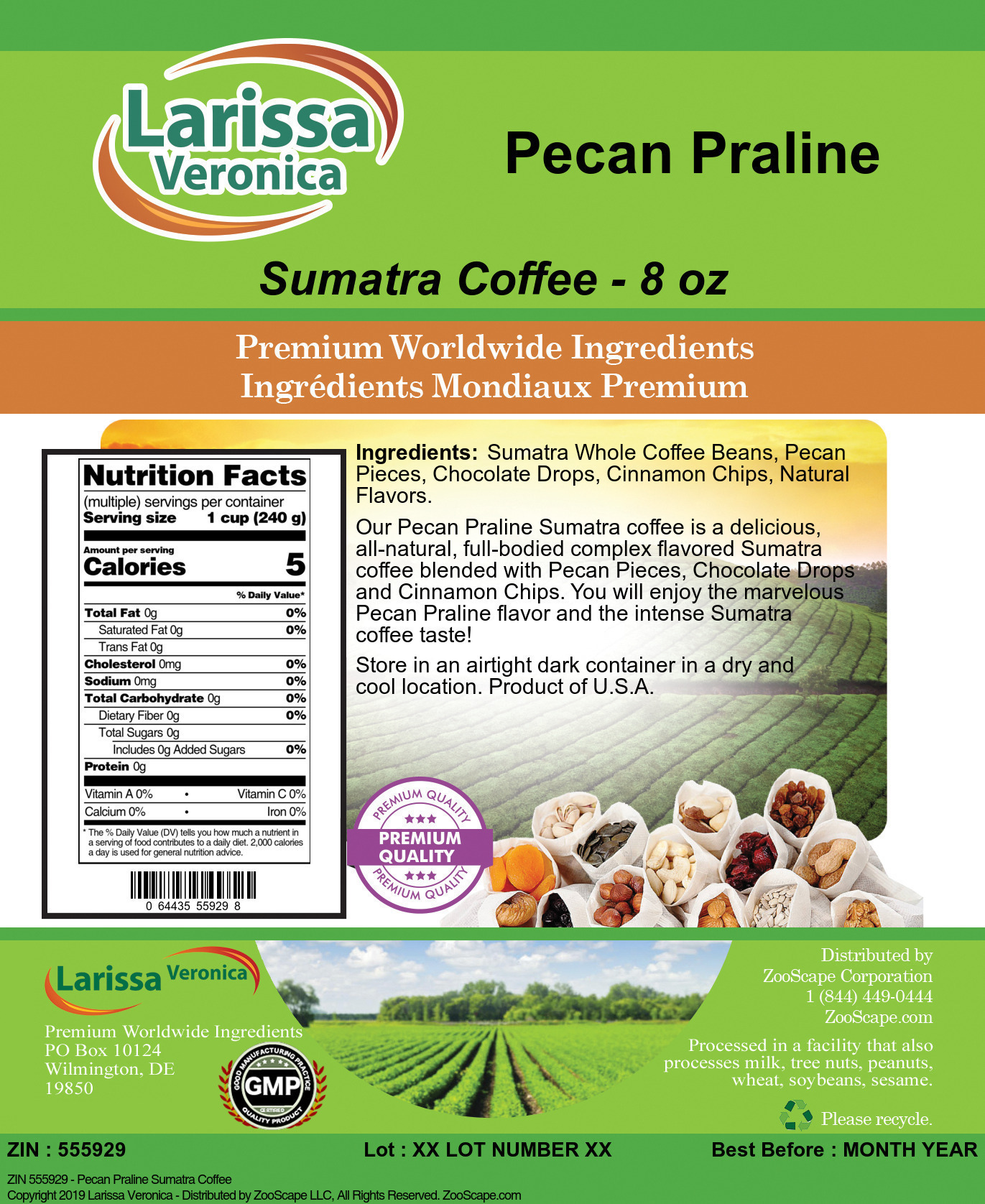 Pecan Praline Sumatra Coffee - Label