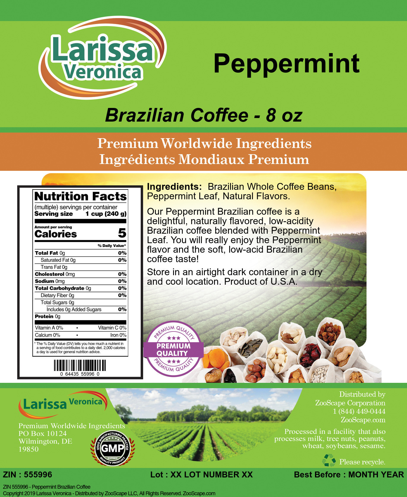 Peppermint Brazilian Coffee - Label