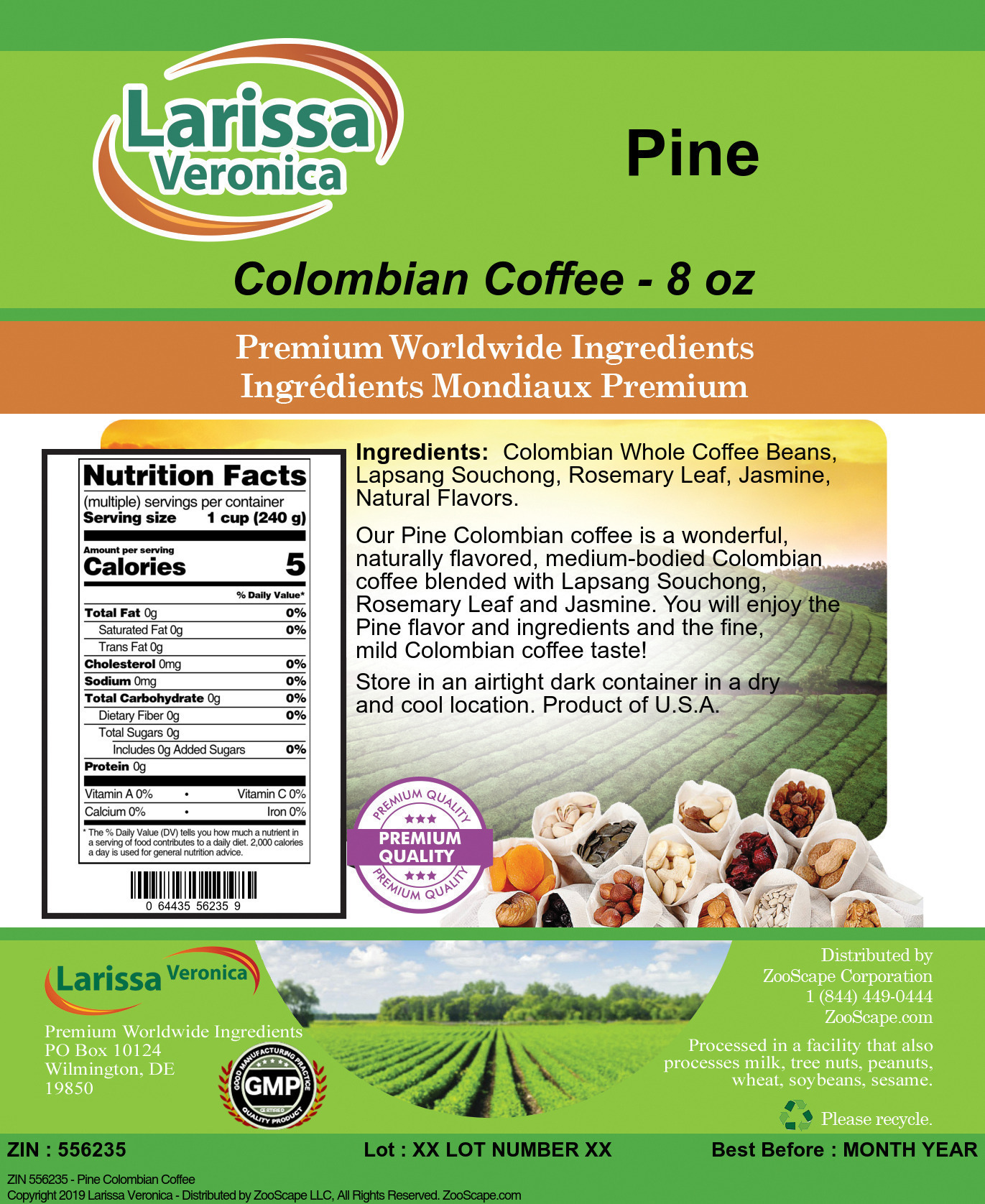 Pine Colombian Coffee - Label
