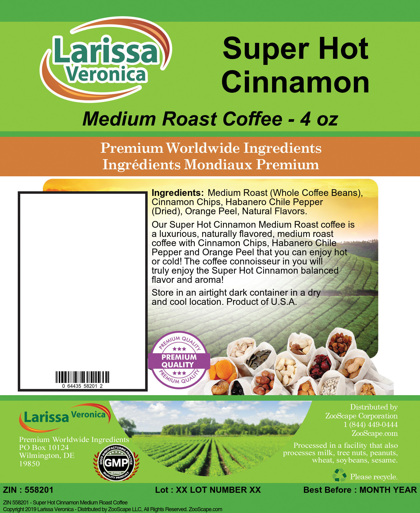 Super Hot Cinnamon Medium Roast Coffee - Label