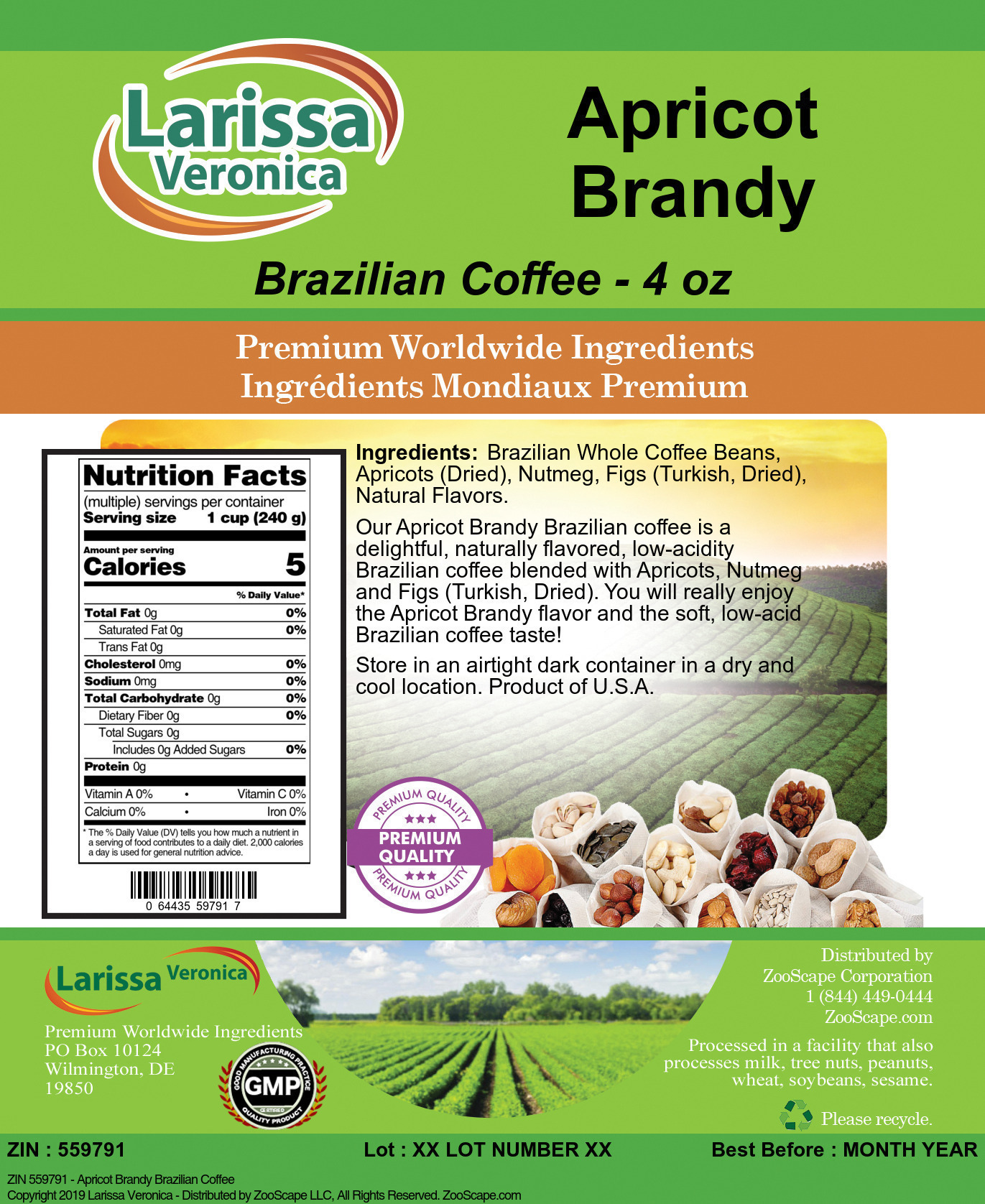 Apricot Brandy Brazilian Coffee - Label