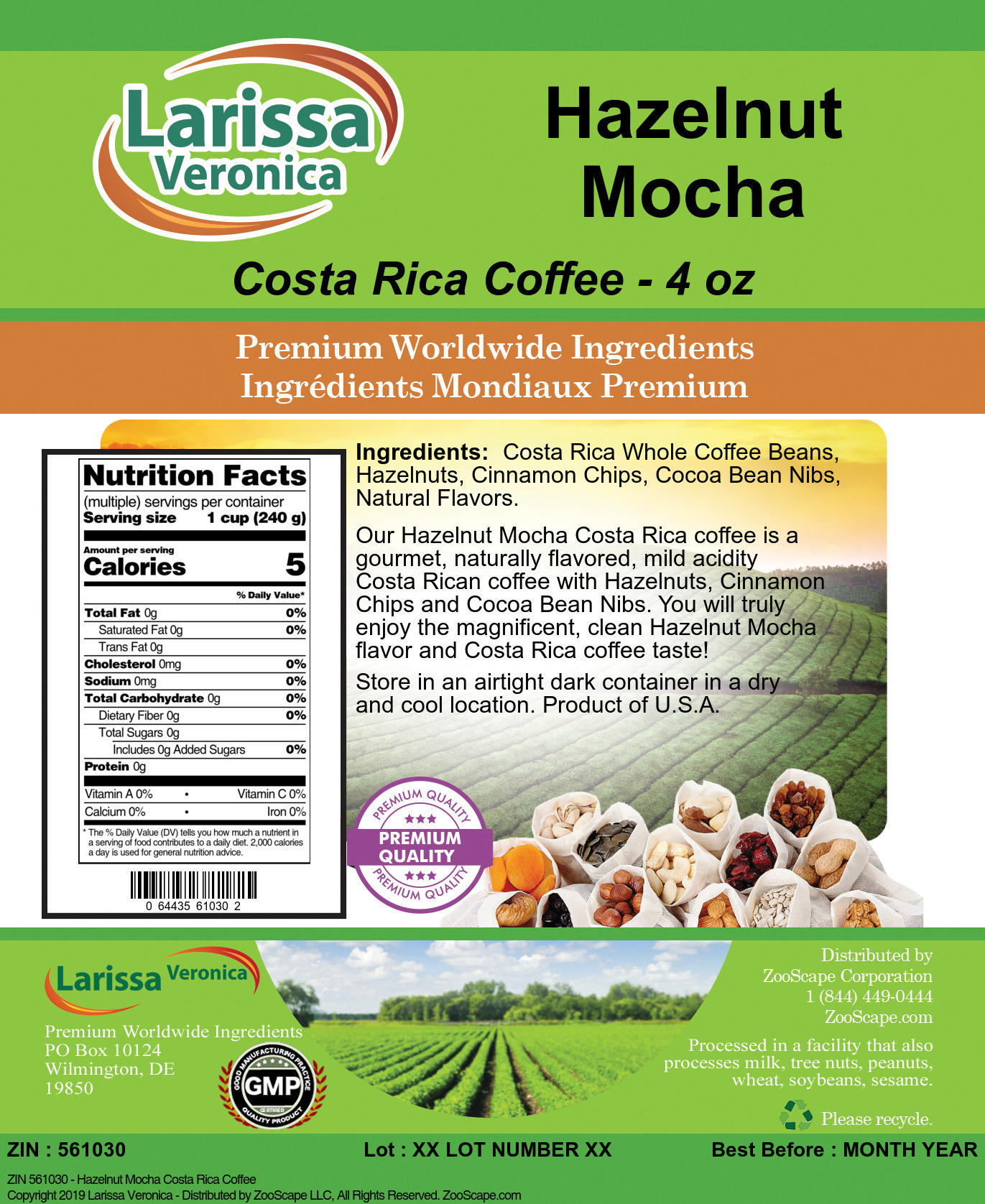 Hazelnut Mocha Costa Rica Coffee - Label