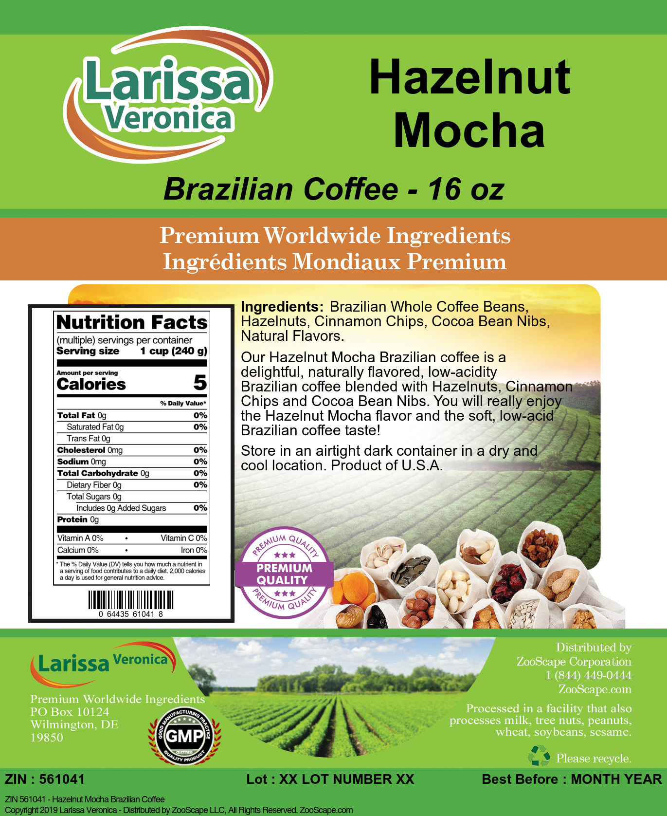 Hazelnut Mocha Brazilian Coffee - Label