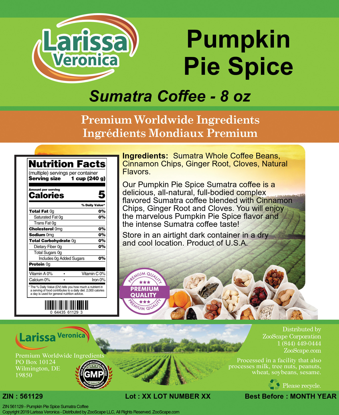 Pumpkin Pie Spice Sumatra Coffee - Label