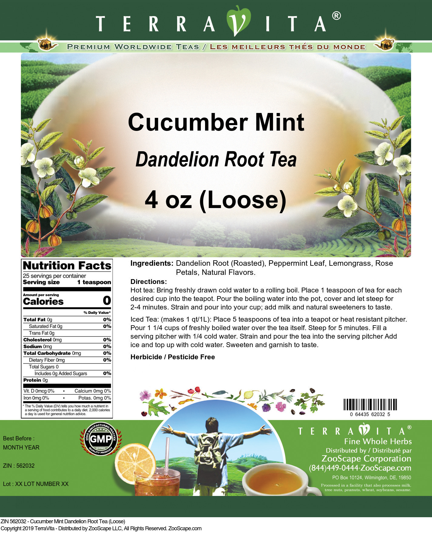 Cucumber Mint Dandelion Root Tea (Loose) - Label