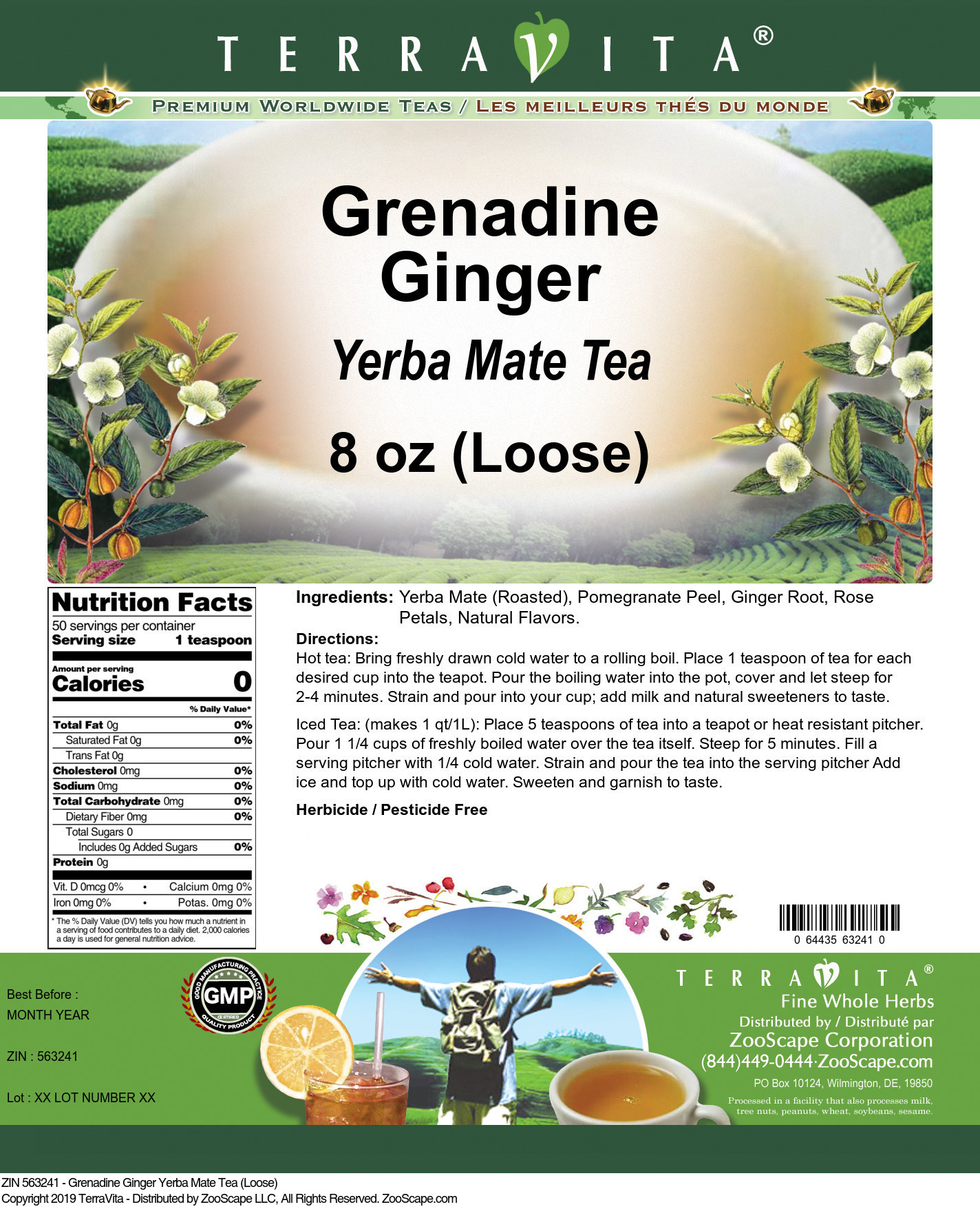 Grenadine Ginger Yerba Mate Tea (Loose) - Label
