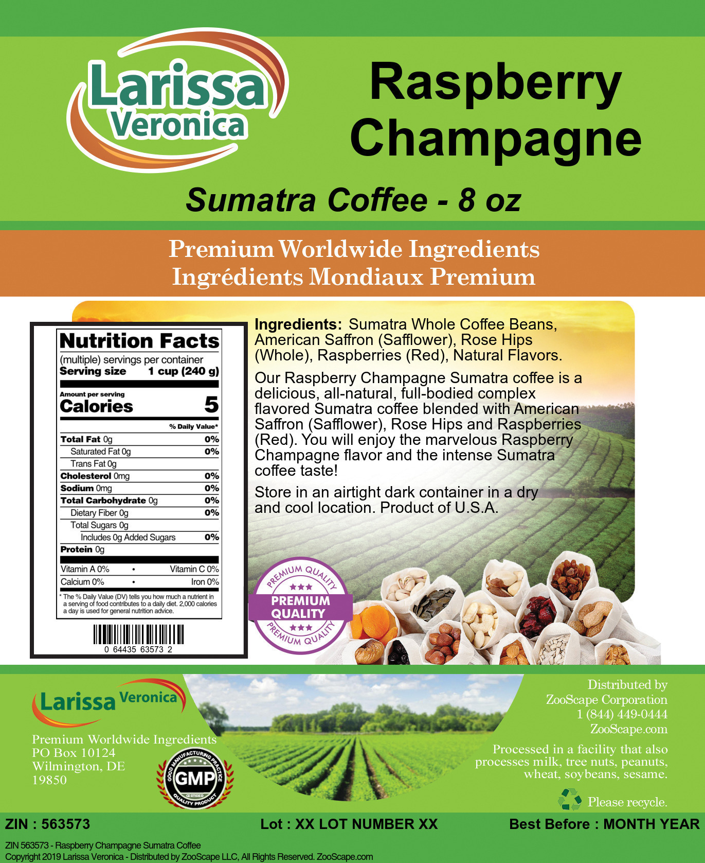 Raspberry Champagne Sumatra Coffee - Label