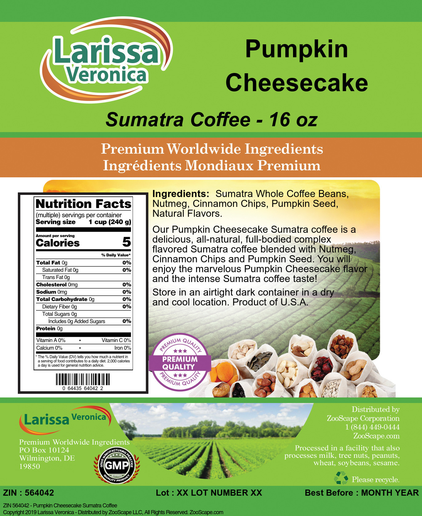 Pumpkin Cheesecake Sumatra Coffee - Label