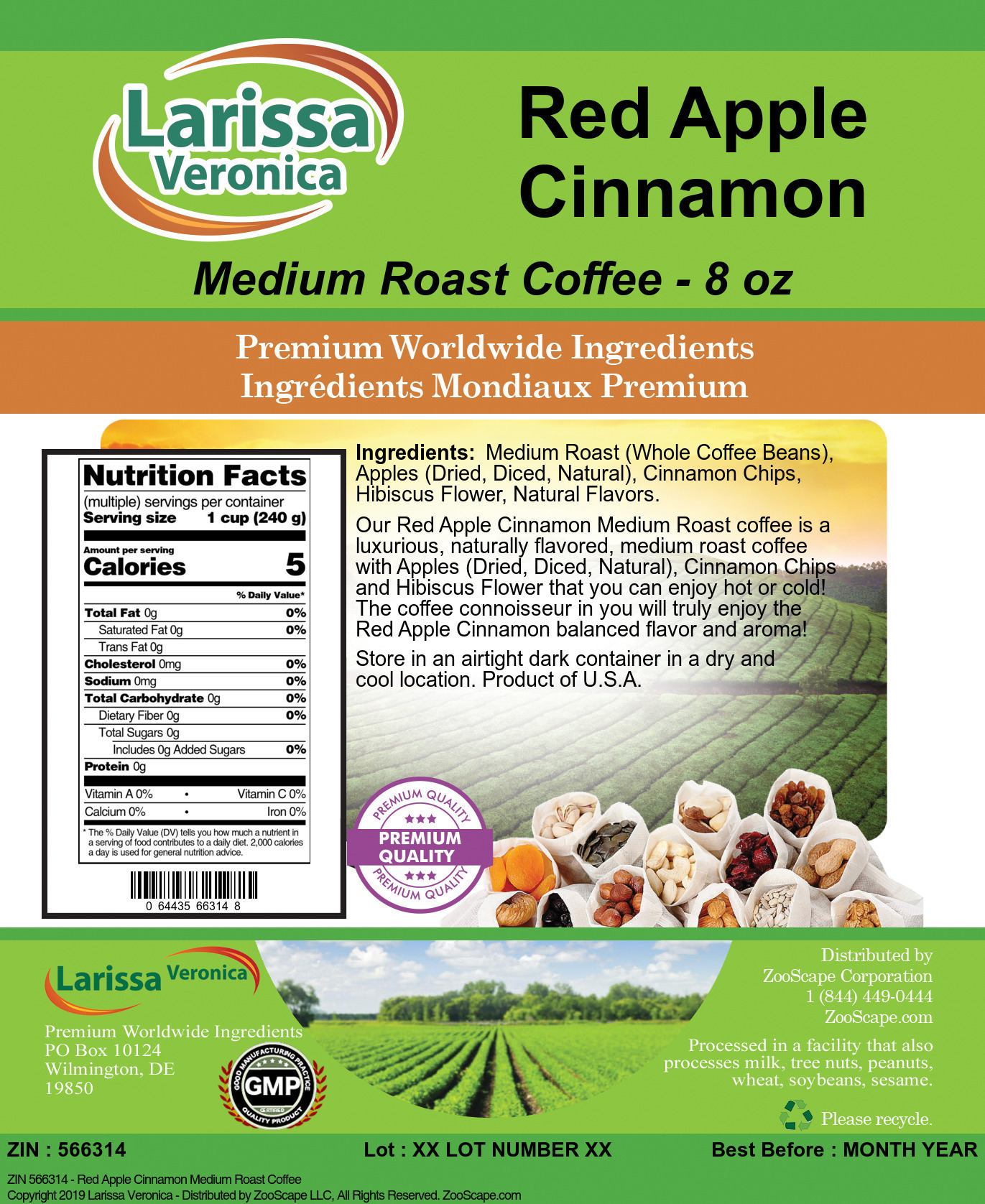 Red Apple Cinnamon Medium Roast Coffee - Label