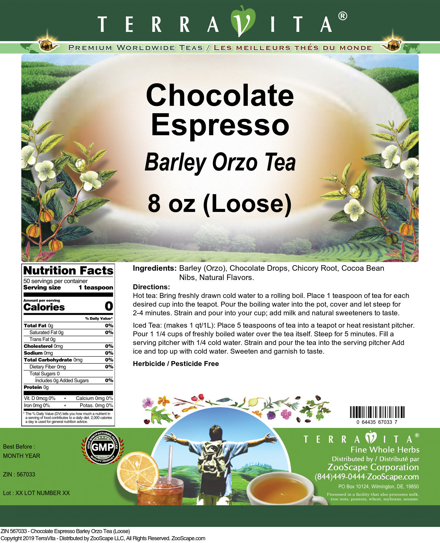 Chocolate Espresso Barley Orzo Tea (Loose) - Label