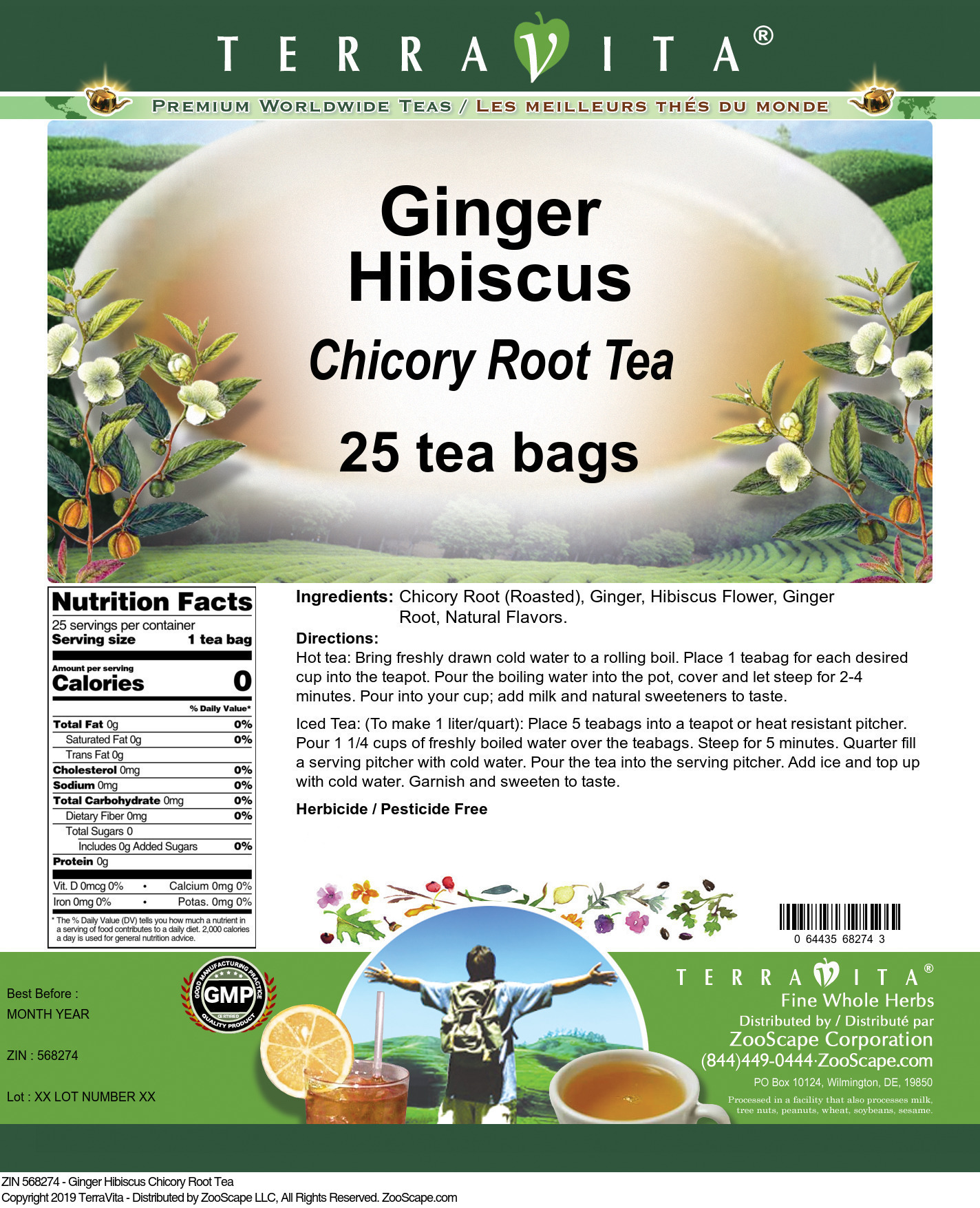 Ginger Hibiscus Chicory Root Tea - Label