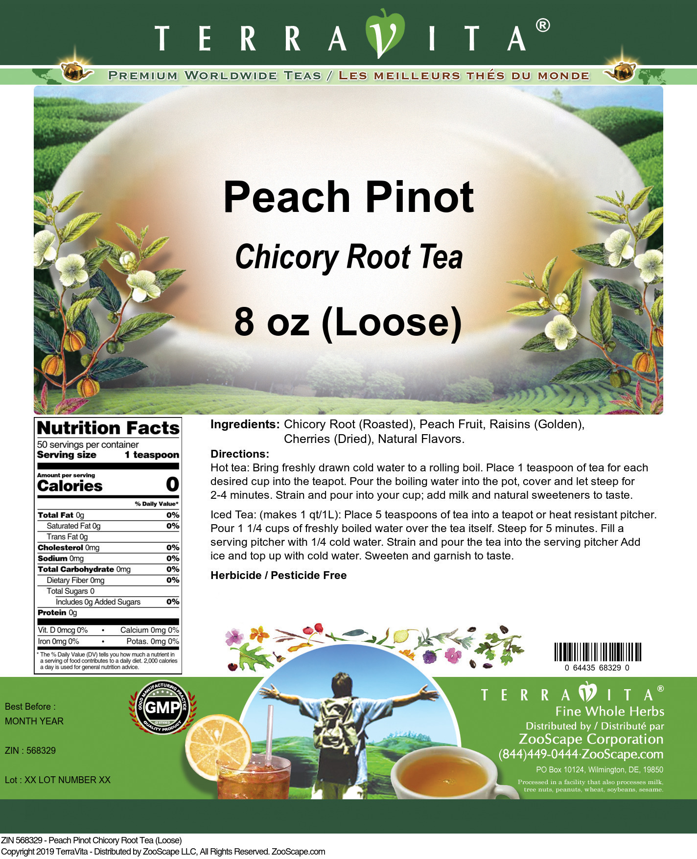Peach Pinot Chicory Root Tea (Loose) - Label