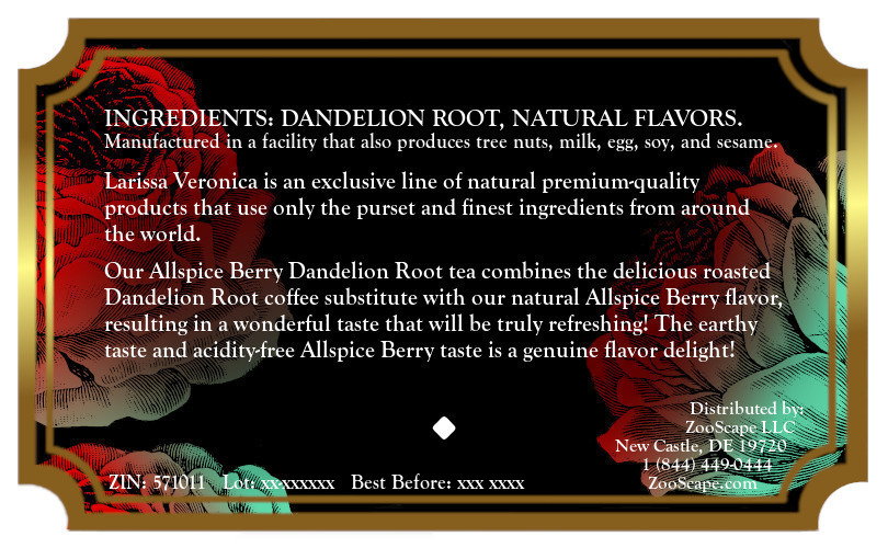 Allspice Berry Dandelion Root Tea <BR>(Single Serve K-Cup Pods)