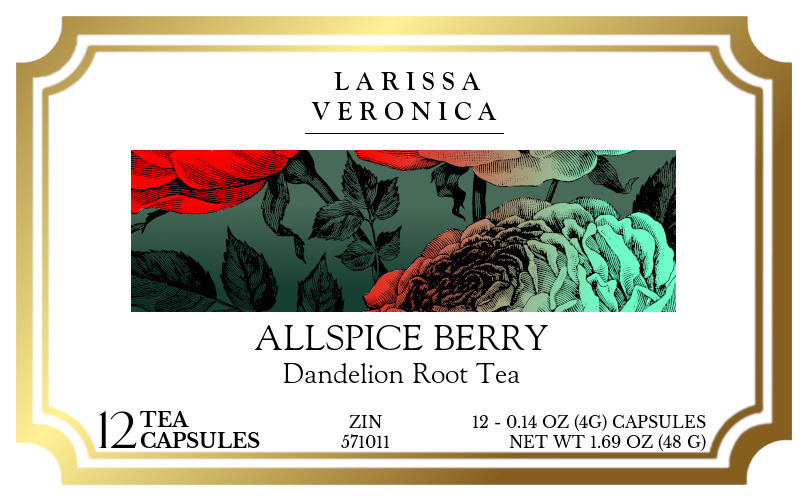 Allspice Berry Dandelion Root Tea <BR>(Single Serve K-Cup Pods) - Label