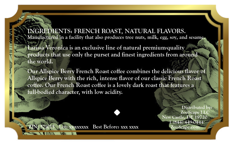 Allspice Berry French Roast Coffee <BR>(Single Serve K-Cup Pods)