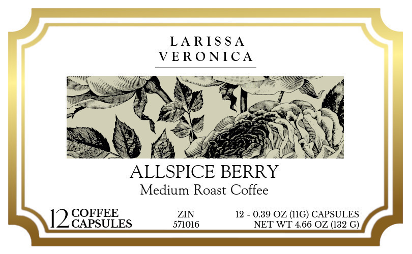 Allspice Berry Medium Roast Coffee <BR>(Single Serve K-Cup Pods) - Label